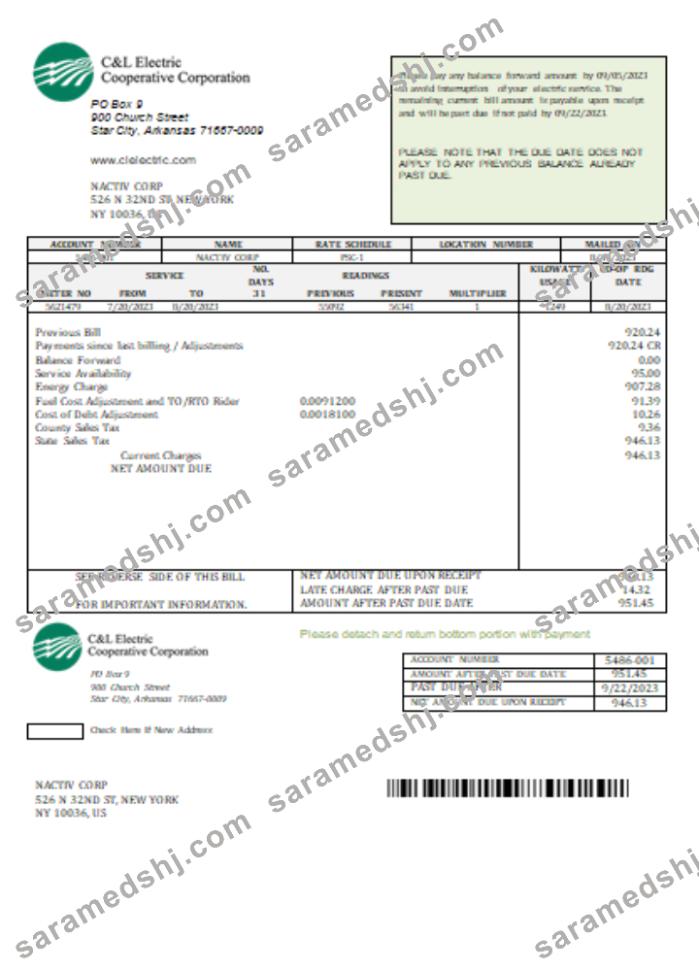 C & L Electric Cooperative Corporation utility business bill,SCR